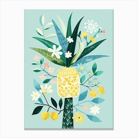 Pineapple Tree Illustration Flat 3 Canvas Print