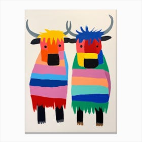 Colourful Kids Animal Art Yak 1 Canvas Print