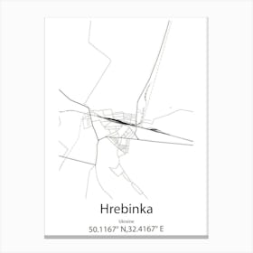 Hrebinka,Ukraine Minimalist Map Canvas Print