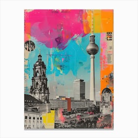 Berlin   Retro Collage Style 2 Canvas Print