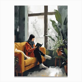 Woman Reading, Hygge Canvas Print