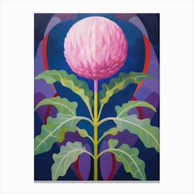 Globe Amaranth 2 Hilma Af Klint Inspired Pastel Flower Painting Canvas Print