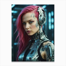 Futuristic Girl With Pink Hair Canvas Print