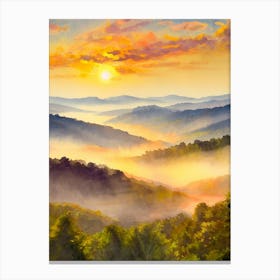 A Serene Sunrise Over A Misty Appalachian Valley Canvas Print