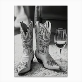 Cowgirl Boots And Wine Canvas Print