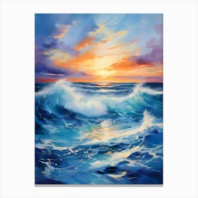 Ocean Waves At Sunset 2 Canvas Print