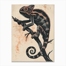 Orange Chameleon Mellers Chameleon Block Print 2 Canvas Print