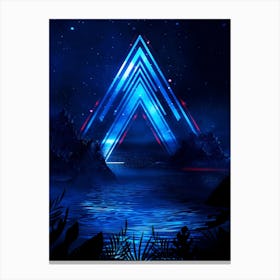 Neon landscape: Blue Triangle [synthwave/vaporwave/cyberpunk] — aesthetic retrowave neon poster Canvas Print