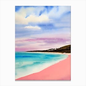 Dunsborough Beach, Australia Pink Watercolour Canvas Print