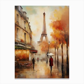 Paris city countryside, cafes, people, trees, old autumn oil paints. Faded colours.12 Canvas Print