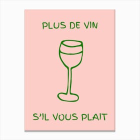 Wine Glass Kitchen Poster Pink & Green Canvas Print