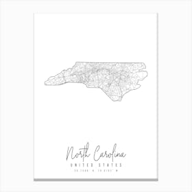 North Carolina Minimal Street Map Canvas Print