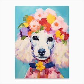 Poodle Portrait With A Flower Crown, Matisse Painting Style 3 Canvas Print