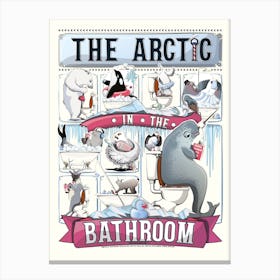 The Arctic Animals In The Bathroom Canvas Print