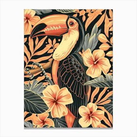 Toucan And Flowers Canvas Print