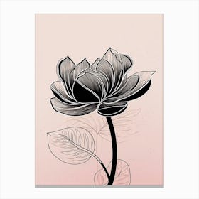 Line Art Lotus Flowers Illustration Neutral 17 Canvas Print