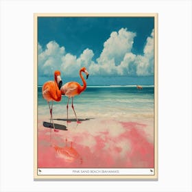 Greater Flamingo Pink Sand Beach Bahamas Tropical Illustration 1 Poster Canvas Print