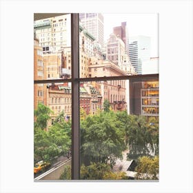 New York, USA I View of NYC skyscrapers from MOMA with the New York skyline photography, city silhouette and its brick architecture, its yellow cabs taxi, nature from Museum of Modern Art like a New Yorker loft Canvas Print