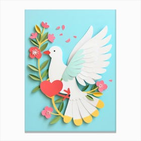 Dove With Flowers 6 Canvas Print