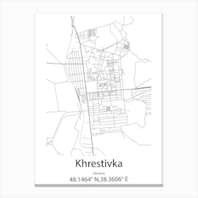 Khrestivka,Ukraine Minimalist Map Canvas Print