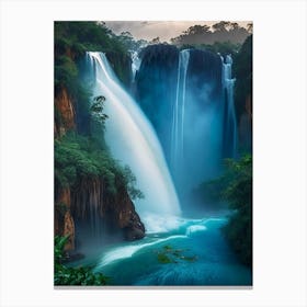 Cataratas De Agua Azul, Mexico Realistic Photograph (3) Canvas Print