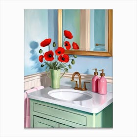 Poppies In Bathroom Canvas Print