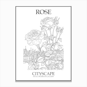 Rose Cityscape Line Drawing 1 Poster Canvas Print