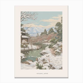Vintage Winter Poster Nagano Japan 2 Canvas Print