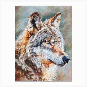 Timber Wolf Pastel Watercolour 4 Canvas Print