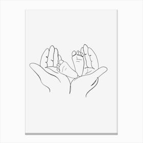 Baby'S Feet In Hands Mothers day Canvas Print