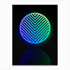 Neon Blue and Green Abstract Geometric Glyph on Black n.0171 Canvas Print