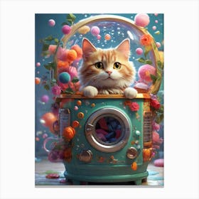 Cat In A Washing Machine 2 Canvas Print