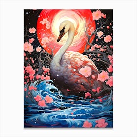 Swan In The Water Canvas Print