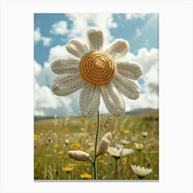 Daisies Knitted In Crochet 1 Canvas Print