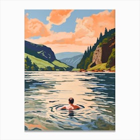 Wild Swimming At Loch Achray Scotland 1 Canvas Print