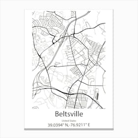 Beltsville,United States Minimalist Map 1 Canvas Print