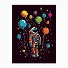 Playful Astronaut Colourful Illustration 2 Canvas Print