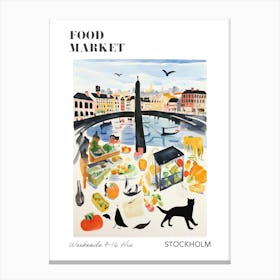 The Food Market In Stockholm 1 Illustration Poster Canvas Print