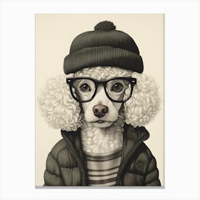Poodle Dog Wearing Glasses Canvas Print