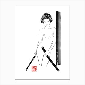 naked Samurai Geisha Canvas Print