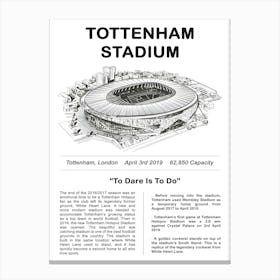 Tottenham Football Stadium Hotspur Spurs Arena Canvas Print