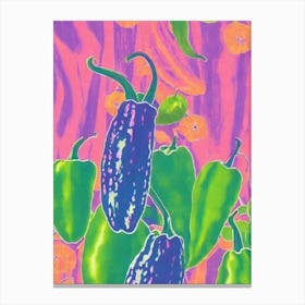 Poblano Pepper Risograph Retro Poster vegetable Canvas Print