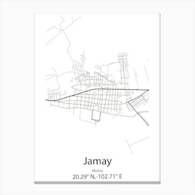 Jamay,Mexico Minimalist Map Canvas Print