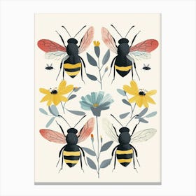 Colourful Insect Illustration Bee 10 Canvas Print
