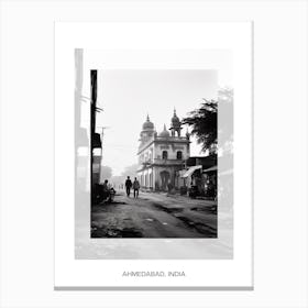 Poster Of Ahmedabad, India, Black And White Old Photo 1 Canvas Print