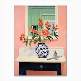 Bathroom Vanity Painting With A Snapdragon Bouquet 2 Canvas Print