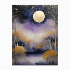 Cosmic Fall Night،
An ethereal boho painting that captures the beauty of a fall night sky. The background is a deep navy, speckled with tiny stars, while the foreground features silhouettes of autumn trees in shades of charcoal and dark olive. The moon is painted in a glowing silver, surrounded by soft wisps of mist in pale gold and lavender.
.15 Canvas Print