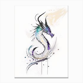 Dragon Symbol Minimal Watercolour Canvas Print
