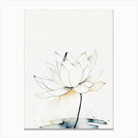 White Lotus Minimal Watercolour 2 Canvas Print