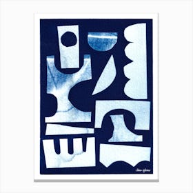 Blue Cyanotype Abstract Collage 2 Canvas Print